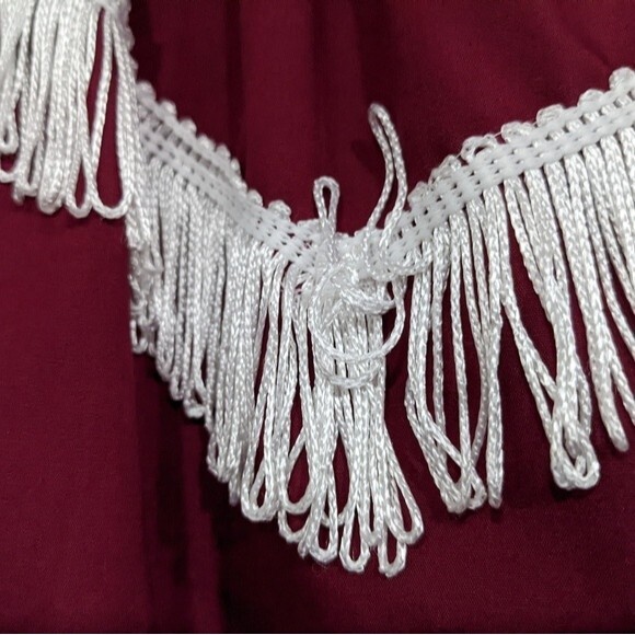 Vintage Fun & Fancy Originals Square Dance Blouse Fringe Burgundy Women's Small - Picture 4 of 8
